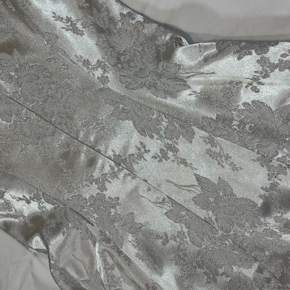 Vintage Scott McClintock Metallic Silver A-line Ball Gown Floral Brocade Size 6 - Picture 8 of 8